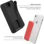 Sinjimoru Phone Card Holder Stick-on Phone Card Case, Phone Wallet Credit Card Holder on Back of Phone with up to 3 Cards and Cash Storage. Card Zip Black.