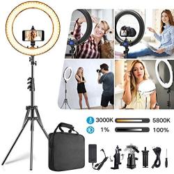 Ring Light,Upgraded Version 19inch with LCD Display Adjustable Color Temperature 3000K-5800K with Stand, YouTube Makeup Dimmable Video LED Light Kit, for Video Shooting, Portrait, Vlog, Selfie