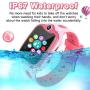 [IP67 Waterproof Phone Watch] Smartwatch for Kids, GPS Tracker with SOS Alarm Clock Game Wrist Smart Watch for Girls Boys Student Children Birthday Toys School Travel Outdoor (Pink)