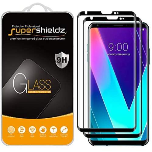 (2 Pack) Supershieldz for LG V30 Tempered Glass Screen Protector, (Full Screen Coverage) (3D Curved Glass) Anti Scratch, Bubble Free (Black)