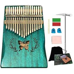 Ationgle Luxury Kalimba - 17 Keys Thumb Piano Include Tuning Hammer and Study Instruction. Unique Gift for Kids Adult Beginners Professionals, Blue Butterfly