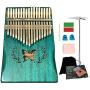 Ationgle Luxury Kalimba - 17 Keys Thumb Piano Include Tuning Hammer and Study Instruction. Unique Gift for Kids Adult Beginners Professionals, Blue Butterfly