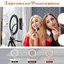 10" USB Selfie LED Ring Light with 50" Extendable Tripod Stand & Flexible Phone Holde for Live Stream/Makeup, Camera, YouTube Video Photography, Compatible with iPhone/Android