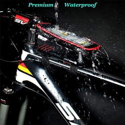 WILD MAN Bike Phone Mount Bag, Cycling Waterproof Front Frame Top Tube Handlebar Bag with Touch Screen Holder Case for iPhone X XS Max XR 8 7 Plus, for Android/iPhone Cellphones Under 6.5”