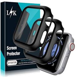 [2 Pack] L K Case for Apple Watch 40mm Series 4/5 Built-in Tempered Glass Screen Protector, All-Around Ultra-Thin Bumper Full Cover Hard PC Protective Case for iWatch 40MM - Black