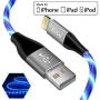 iPhone Charger Cable, [MFi Certified] iCrius 6ft Led Light Up Visible Flowing Lightning Cable Charging Cord Compatible with iPhone 11 Pro Max XS XR X 8 7 Plus 6S 6 SE 5S iPad and More(Blue)