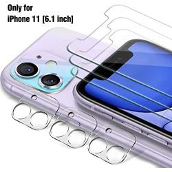 Ferilinso Screen Protector for iPhone 11 with 3 Pack Camera Lens Protector, 3 Pack Tempered Glass Film for iPhone 11 6.1 Inch