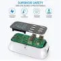Multiple USB Charger, 8-Port Desktop Charging Station Hub with Quick Charge 3.0 USB Port, Type C Port and LCD Display, Compatible with iOS & Android Devices (iPhone, iPad, Huawei, Samsung Galaxy)