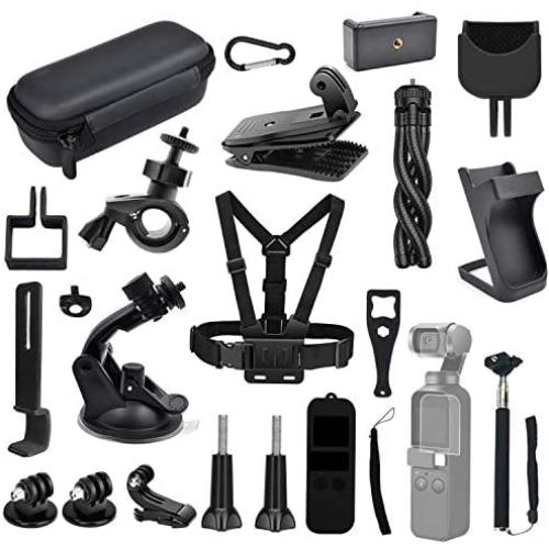 Kitspeed Expansion Accessories Kit for DJI OSMO Pocket Action Camera,Including Mobile Phone Holder,Extension Base,Tripod,Car Suction Cup Bracket,Strap Clip and More