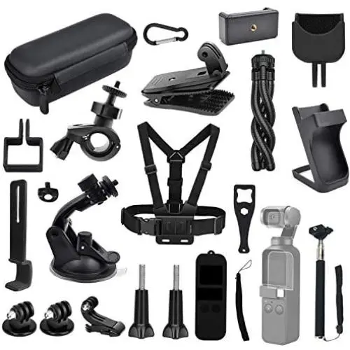 Kitspeed Expansion Accessories Kit for DJI OSMO Pocket Action Camera,Including Mobile Phone Holder,Extension Base,Tripod,Car Suction Cup Bracket,Strap Clip and More