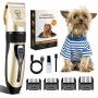 rabbitgoo Dog Grooming Clippers, Rechargeable Pet Hair Trimmer Set, Professional Electric Shaver Hair Remover Kit with 4 Guide Combs Low Noise Cordless Accessories for Pets/Dogs/Cats/Rabbits