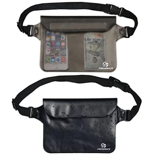 Freegrace Waterproof Pouches with Waist Strap / Pouch Case Bundle Set- Keep Your Phone & Valuables Dry and Safe - Waterproof Dry Bags for Boating Swimming Snorkeling Kayaking Beach Water Parks Pool