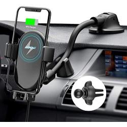 Mpow Car Phone Mount Wireless Charger, Wireless Car Charger 10W/7.5W, Auto-Clamping Car Wireless Charger Air Vent Dashboard Car Mount, Compatible/w iPhone 11 Series/X/XR, Galaxy Note10/S10/S20 Series