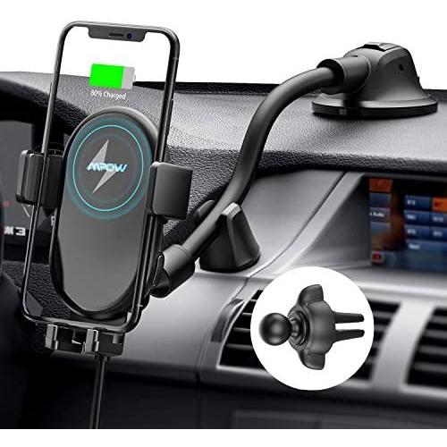 Mpow Car Phone Mount Wireless Charger, Wireless Car Charger 10W/7.5W, Auto-Clamping Car Wireless Charger Air Vent Dashboard Car Mount, Compatible/w iPhone 11 Series/X/XR, Galaxy Note10/S10/S20 Series