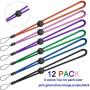 YOUOWO 12 Pack Nylon Wrist Lanyard Adjustable Length for Flashlight Wallet USB Flash Drive Hand Strap for Cell Phone Charms Key ID Card Badge Holder Black Pink Green Blue Purple Orange