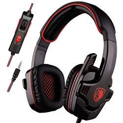 SADES Gaming Headset Stereo Headphone with Microphone for Laptop PC Mac PS4 Phones Xbox Ones/X Controller Nintendo Switch Games-SA708GT (Red Black)