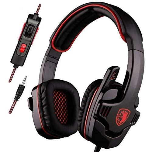 SADES Gaming Headset Stereo Headphone with Microphone for Laptop PC Mac PS4 Phones Xbox Ones/X Controller Nintendo Switch Games-SA708GT (Red Black)