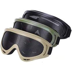 DPLUS Outdoor Sports Military Airsoft Tactical Goggles-Packs of 3-Shock Resistant Climbing Goggles Safety Goggles with Iron Mesh for Men Women Motorcycle Paintball Riding Wargame Shooting Hunting