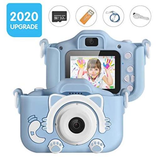 Kids Camera, Digital Camera for Kids 16.0MP 2.0 Inch HD Shockproof Camera, IPS Screen Kids Video Camera with 32 GB Memory Card and Games, Mini Kids Camcorder(1920x1080P) Camera Gifts for Kids (Blue)