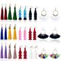 Tassel Earrings for Women Fashion - 15 Pack Colorful Drop Hook Fringe Earrings Set Tiered Thread Long Layered Ball Dangle Hoop Tassle Earrings Jewelry for Valentine Birthday Party Gift