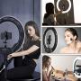 18 Inch Ring Light with Tripod Stand YouTube LED TikTok Ringlight Kit Color Temperature 3200K to 5500K Makeup Ringlights with Phone Holder Remote Carry Bag Camera Cellphone Video Shoot Selfie Portrait