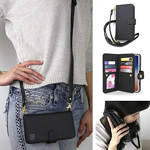 Gear Beast Crossbody Cell Phone Wallet Case Compatible with iPhone Xs Max, Dual Folio Slim Flip Folio Wallet Case with Seven Card Slots Including Transparent ID Holder and 48 to 54 Inch Strap Gear Beast Crossbody Cell Phone Wallet Case Compatible with iPhone Xs Max, Dual Folio Slim Flip Folio Wallet Case with Seven Card Slots Including Transparent ID Holder and 48 to 54 Inch Strap