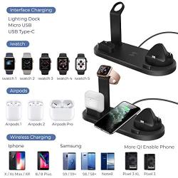 Wireless Charger, QI-EU 3 in 1 Qi-Certified Fast Charging Station for iWatch AirPods Pro, Wireless Charging Stand Compatible for iPhone 11/11Pro/11Pro Max/XR/Xs/Xs Max/X/8/8Plus Samsung Galaxy S20/S10