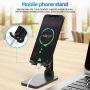 Cell Phone Stand Desk, Desktop Foldable Tablet Stand, Smartphone Office Meeting Dock, Charging Port Phone Holder Desk, Sturdy Anti-Falling Fold Travel Bracket Mobile Lift Cradle Accessories