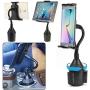 Sunjoyco Car Cup Holder Mount for Phone Tablet, 2-in-1 Car Cradles Adjustable Gooseneck Holder Compatible with Apple iPhone iPad Pro Air Mini, Samsung Galaxy Tab, All Smartphones & 7"-11" Tablets