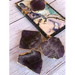 Crystal Phone Grip & Stand: Amethyst Healing Natural Stone Crystal Phone Accessory