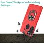 Oleaders for Galaxy A21 Case with Tempered Glass Screen Protector, Rotatable Metal Ring Holder Compatible with Magnetic Car Kickstand Case for Samsung Galaxy A21 - Red