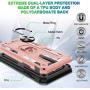 LG Stylo 5 Case, LG Stylo 5 Plus Case, LG Stylo 5V Case with Tempered Glass Screen Protector [2Pack], Jshru Military Grade Protective Phone Case with Ring Car Mount Kickstand For LG Stylo 5X Rose Gold
