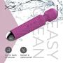 Personal Wand Massager bed geek with New Memory Feature Handheld Cordless Waterproof USB Rechargeable Massage 20 Vibration Patterns 8 Speeds Skin Soft Silicone Purple