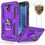 Jshru Galaxy J7 2018/J7 Aero/J7 Top/J7 Crown/J7 Aura/J7 Refine/J7 Eon Case with Tempered Glass Screen Protector [2Pack], Military Grade Ring Car Mount Kickstand Phone Case for Samsung J7 Star Purple