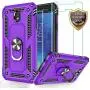 Jshru Galaxy J7 2018/J7 Aero/J7 Top/J7 Crown/J7 Aura/J7 Refine/J7 Eon Case with Tempered Glass Screen Protector [2Pack], Military Grade Ring Car Mount Kickstand Phone Case for Samsung J7 Star Purple