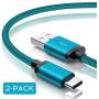 USB Type C Cable, Benicabe (2-Pack 3ft) USB-A to USB-C Charge Braided Cord Compatible with Samsung Galaxy S10 S10E S9 S8 S20 Plus,Note 10 9 8, Z Flip, and Other USB C Charger (Prism Green)