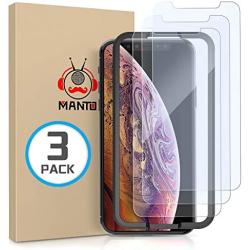 MANTO 3-Pack Screen Protector for iPhone 11 Pro Max and iPhone Xs Max 6.5 Inch Tempered Glass Protector Film, Clear, 3D Touch, Anti Fingerprint