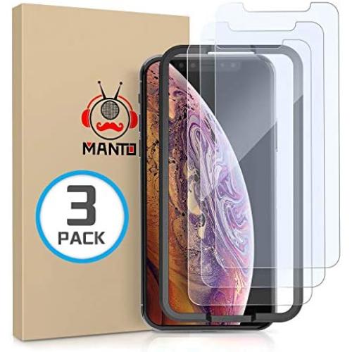 MANTO 3-Pack Screen Protector for iPhone 11 Pro Max and iPhone Xs Max 6.5 Inch Tempered Glass Protector Film, Clear, 3D Touch, Anti Fingerprint
