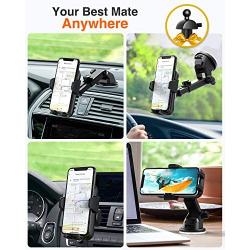 VANMASS Universal Car Phone Mount,【Patent & Safety Certs】Upgraded Handsfree Stand, Dash Windshield Air Vent Phone Holder for Car, Compatible iPhone 11 Pro Xs Max XR X 8 7 6, Galaxy s20 Note 10 9 Plus