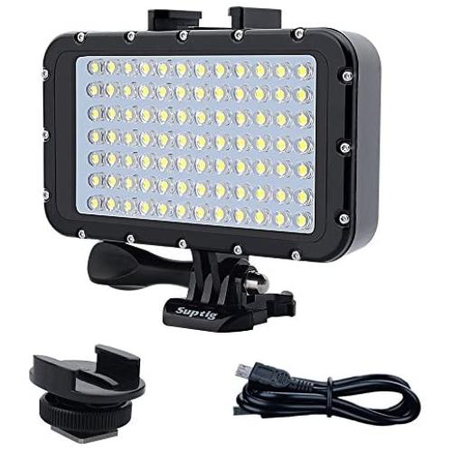 Suptig Underwater Lights Dive Light 84 LED High Power Dimmable Waterproof LED Video Light Waterproof 164ft(50m) for Gopro Canon Nikon Pentax Panasonic Sony Samsung SLR Cameras