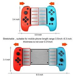 XFUNY Mobile Game Controller, Telescopic Wireless Bluetooth Controller Gamepad for Android Phone, with Flexible Joystick (Blue+Red)