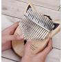 Kalimba 17 Keys Portable Thumb Piano Finger Piano Knock Piano Musical Instrument with Tuning Hammer & Piano Bag (cat)