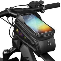 YumyKit Bike Phone Mount Front Frame Bag,Waterproof Bicycle Mount Bag,Top Tube Mount Phone Holder with Touch Screen,Bicycle Handlebar Bag Phone Case Below 7 in,Money,Keys