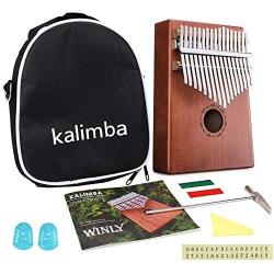 Kalimba 17 Key Thumb Piano, Pocket Thumb Finger Piano Mahogany Body, Finger Percussion Keyboard with Instruction Tune Hammer Piano Bag, Christmas Birthday Present Gifts