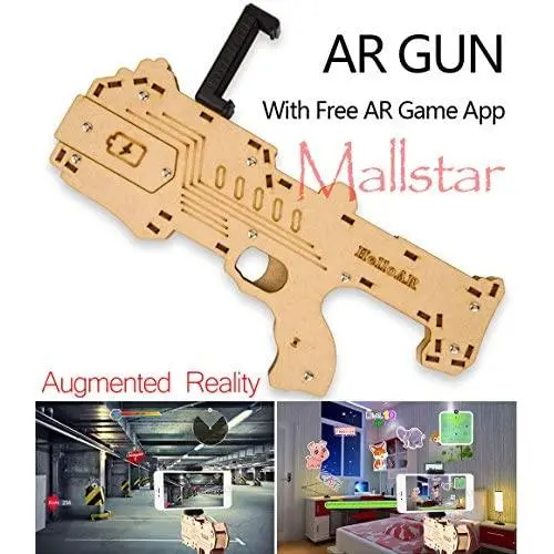AR Games Gun Augmented Reality Bluetooth Game Controller with Cell Phone Stand Holder Portable and Eco-Friendly Wood AR Toy with 360° AR Games for iPhone Android (Medium) AR Games Gun Augmented Reality Bluetooth Game Controller with Cell Phone Stand Holder Portable and Eco-Friendly Wood AR Toy with 360° AR Games for iPhone Android (Medium)