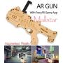 AR Games Gun Augmented Reality Bluetooth Game Controller with Cell Phone Stand Holder Portable and Eco-Friendly Wood AR Toy with 360° AR Games for iPhone Android (Medium)