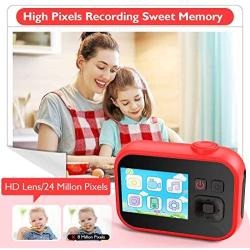 Kids Camera for Girls and Boys,Kids Digital Camera 2.0 Inches Screen 24MP 1080P Video Camcorder Mp3 Game Children Cartoon Selfie Cameras Toys for Gifts - 32GB Memory Card Included