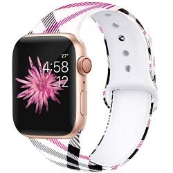 Kaome Floral Bands Compatible with App le Watch Band 38mm 40mm, Soft Silicone Fadeless Pattern Printed Replacement Strap Bands for Women, Compatible with iWatch Series 5/4/3/2/1, S/M