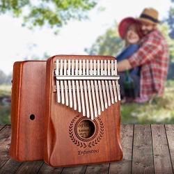 Enfuntins Kalimba 17 Key Thumb Piano, Solid koa Wood High Performance Portable Mbira Finger Piano, Gifts for Kids Adult Beginners with Tuning Hammer and Study Instruction