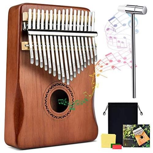 Kalimba Thumb Piano 17 Keys Portable Finger Piano Music Instrument Mahogany Solid Wood with Study Instruction Tune Hammer Stickers